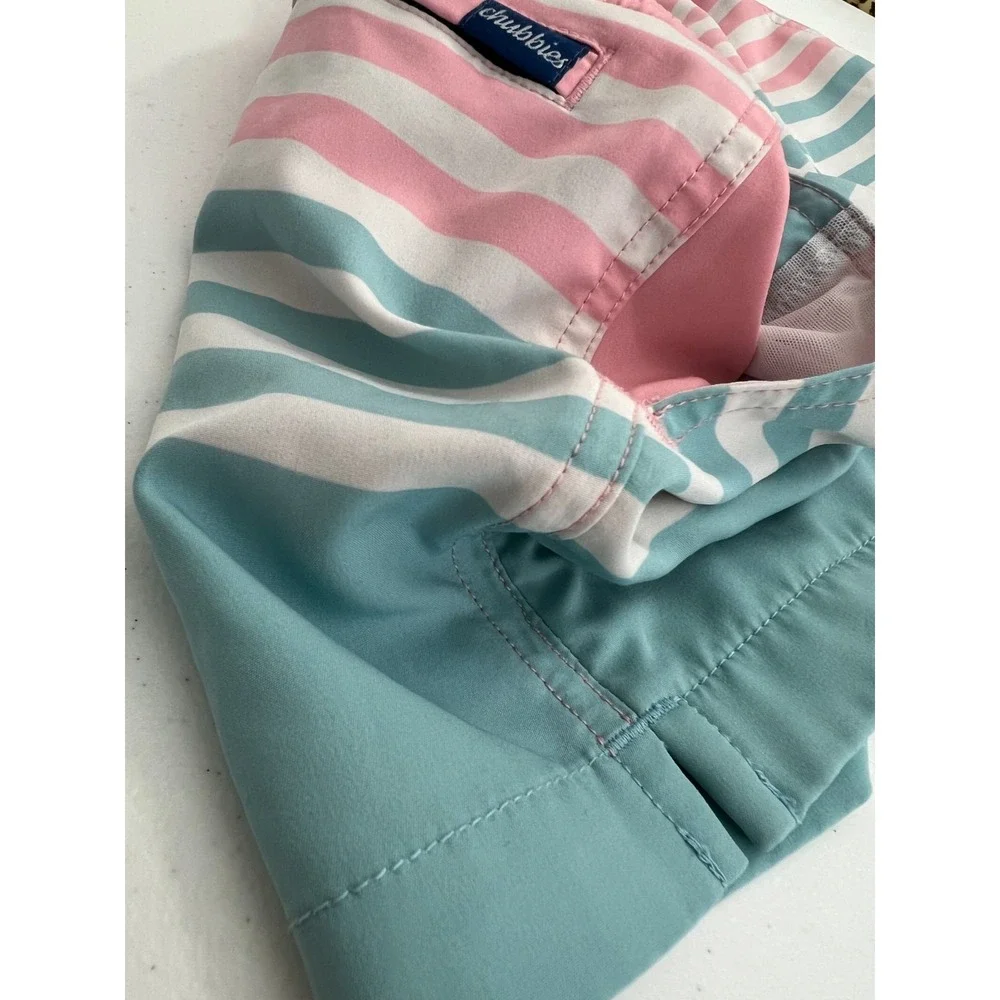Chubbies Men's Swim Trunks Small w/ Liner M Pink Stripes hoochie daddy shorts
